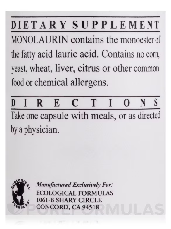 Monolaurin 600 mg - 90 Capsules